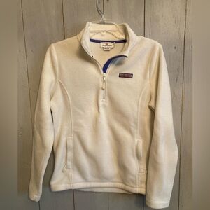 Vineyard Vines Sweatshirt Womens Small Fleece Off White 1/4 Zip Long Sleeve